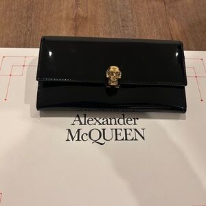Alexander McQueen Black Patent Leather Wallet - Authentic